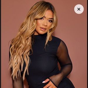 Pretty little things Shape Black High Neck Mesh Bodycon Dress